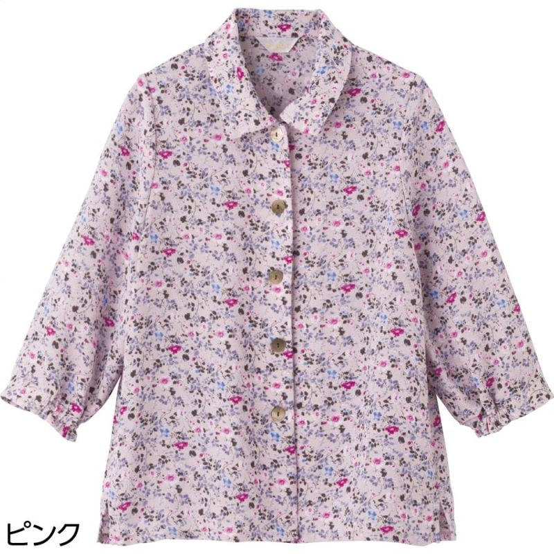 7分袖斜めボタンホールブラウス