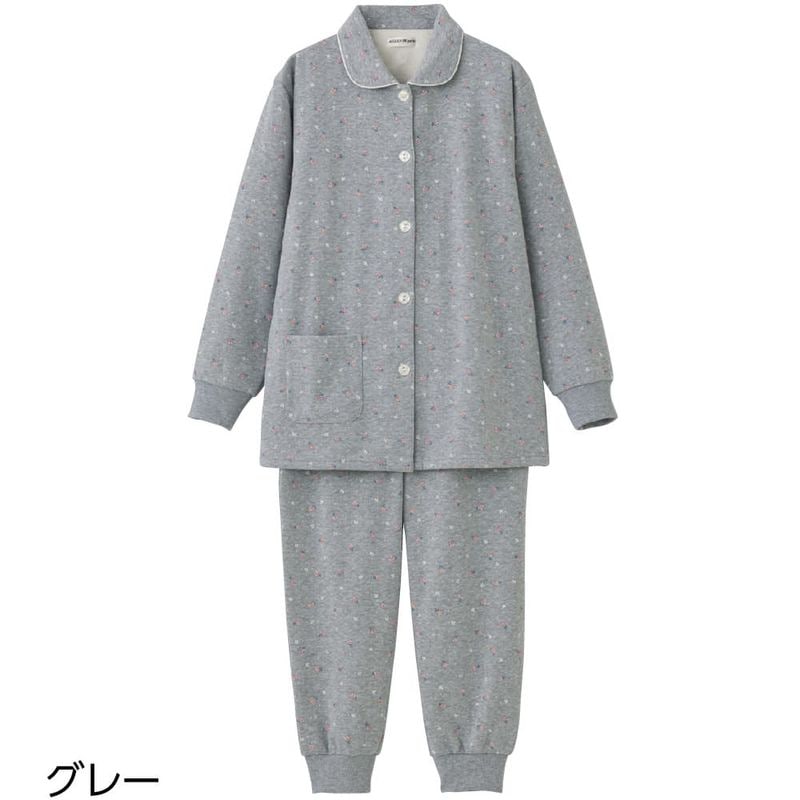 大きめボタン背当て付き裏起毛パジャマ