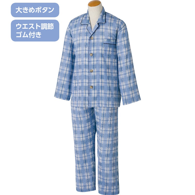 大きめボタン楊柳パジャマ