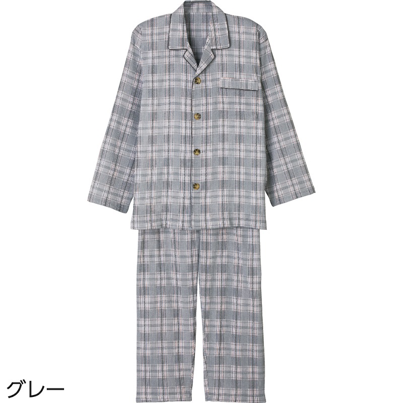 大きめボタン楊柳パジャマ