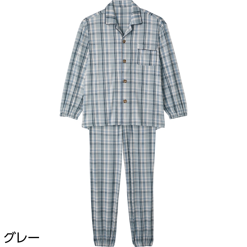 大きめボタンのびのびストレッチパジャマ