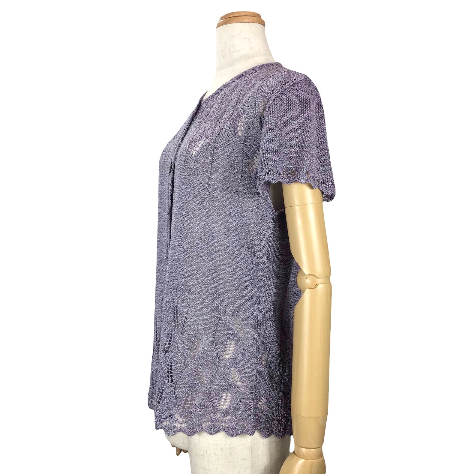 麻混編み柄ベスト