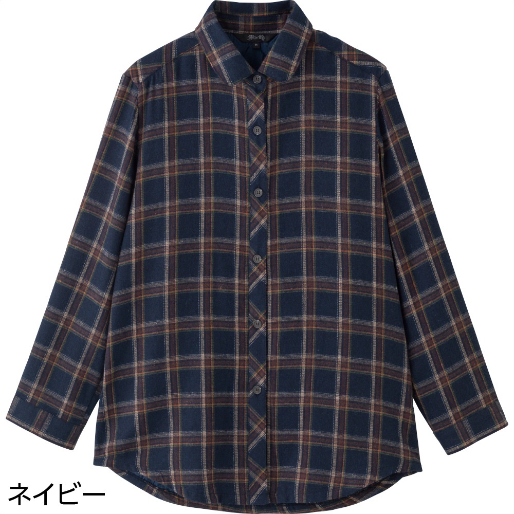 背キルト格子柄シャツブラウス
