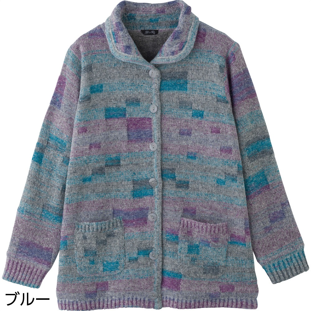 かすり調裏ボアニットジャケット