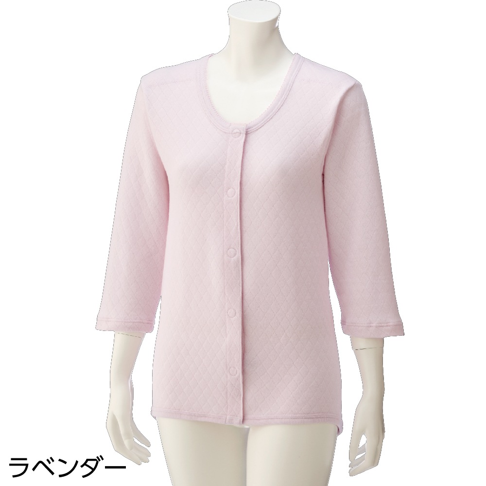 8分袖キルト背当て付きワンタッチシャツ