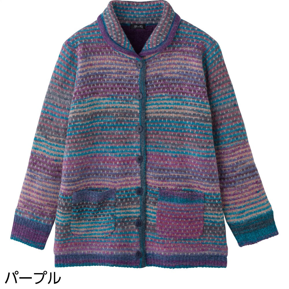 かすり調裏ボアニットジャケット