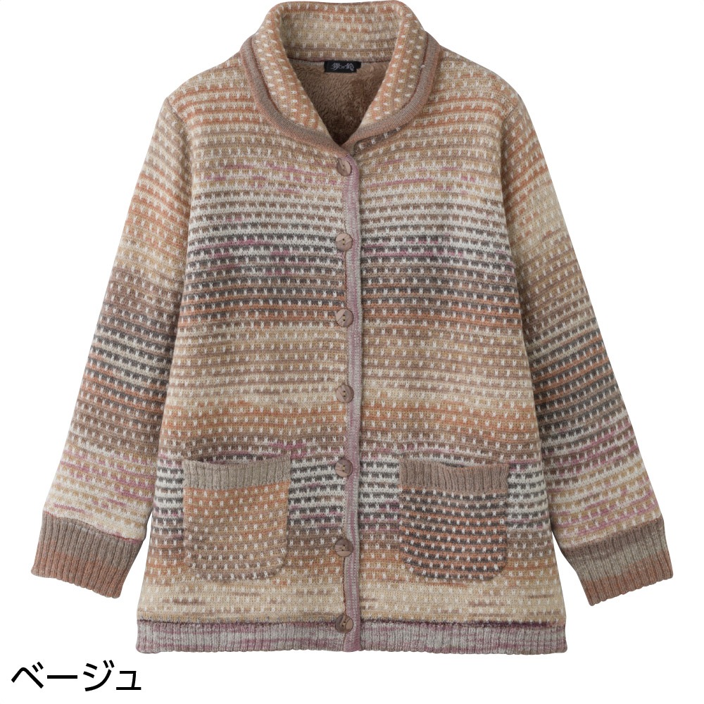 かすり調裏ボアニットジャケット