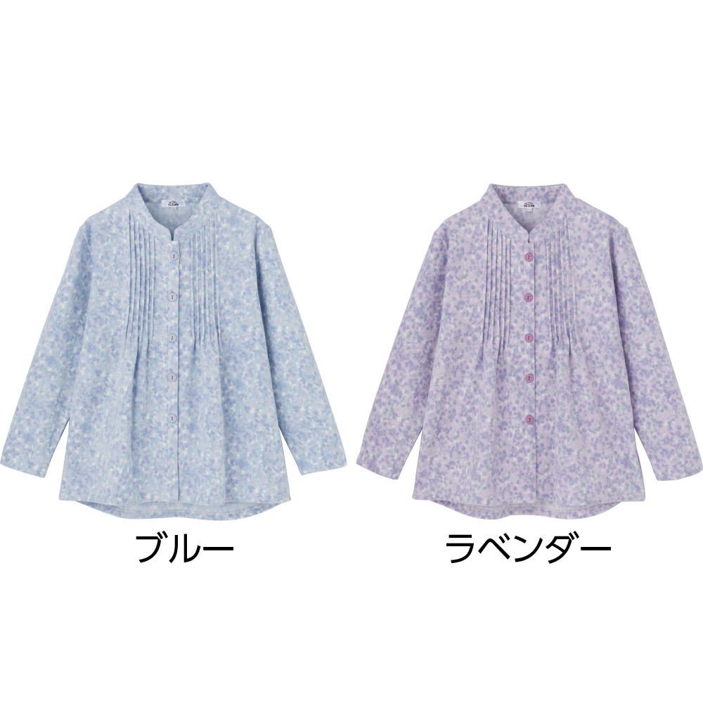 微起毛スナップ釦ピンタックブラウス