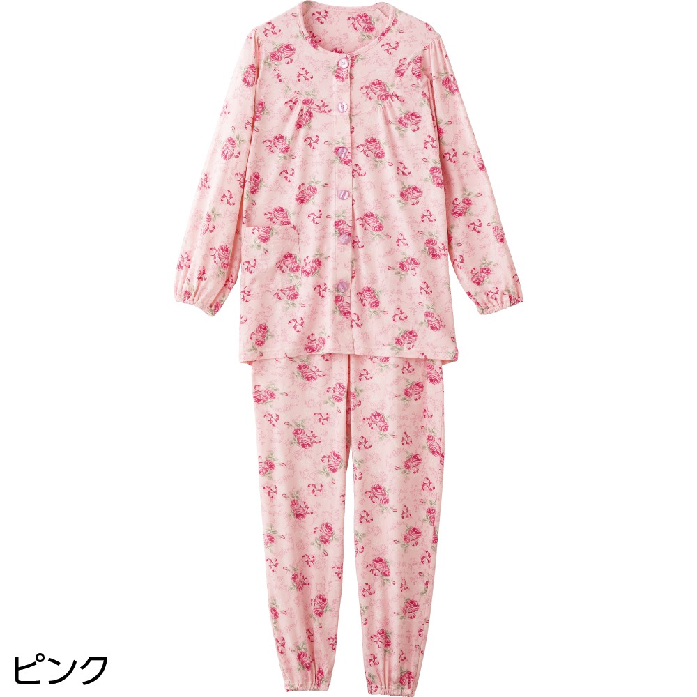 大きめボタンのびのびストレッチパジャマ
