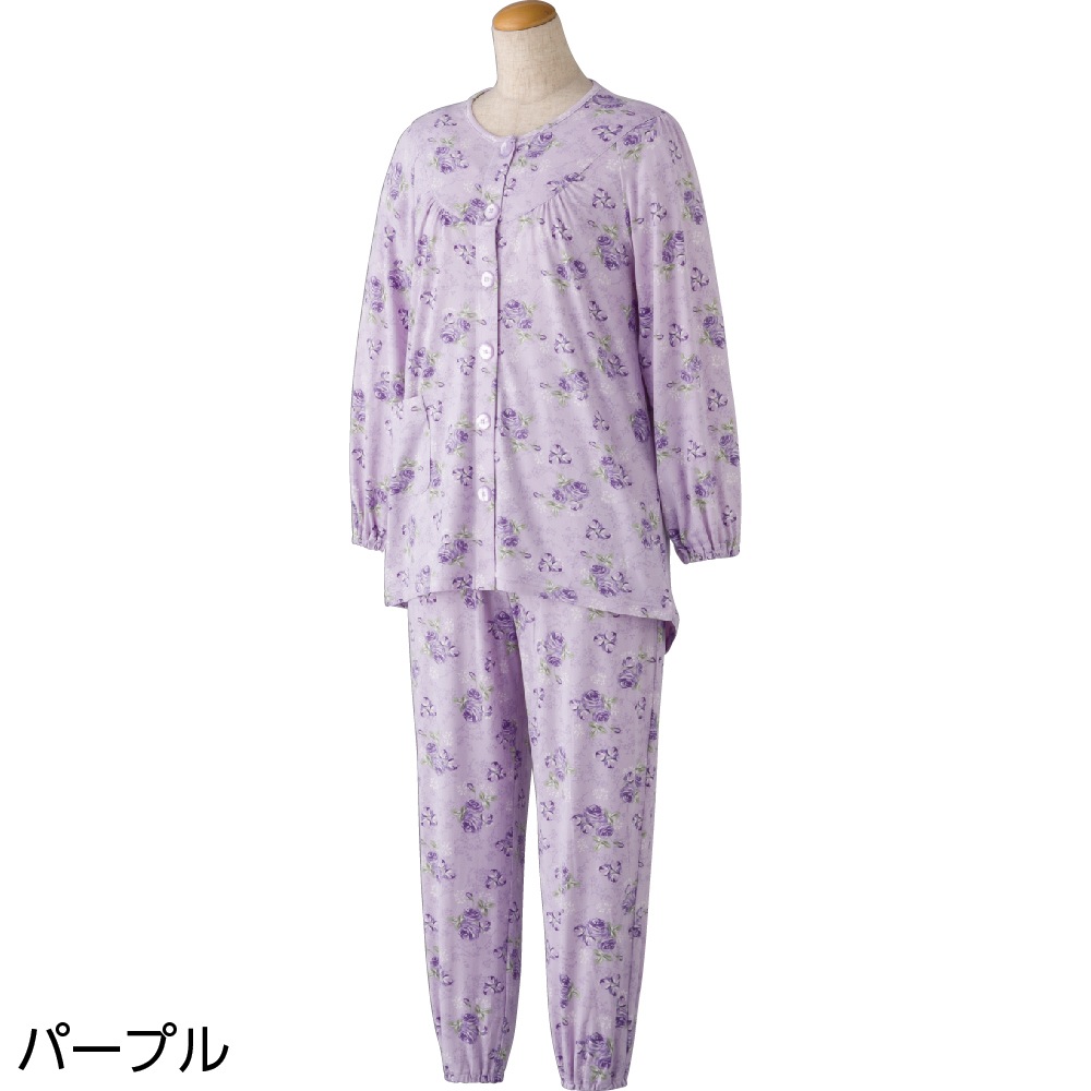 【3L/4L】大きめボタンのびのびストレッチパジャマ