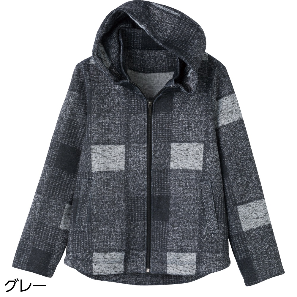 カット裏起毛格子柄ジャケット