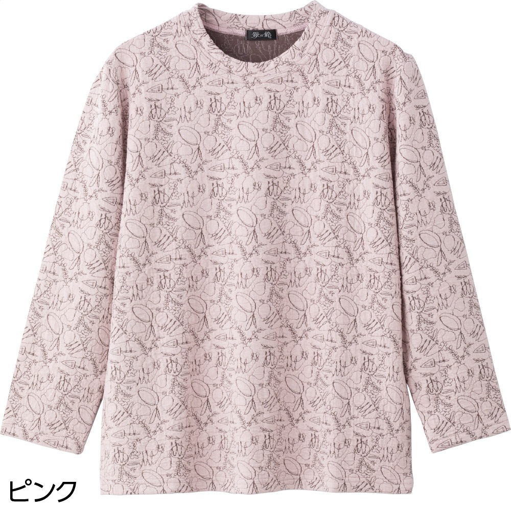 小花柄ジャカードＴシャツ