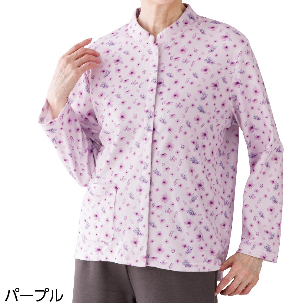 微起毛スナップ釦前開きＴシャツ