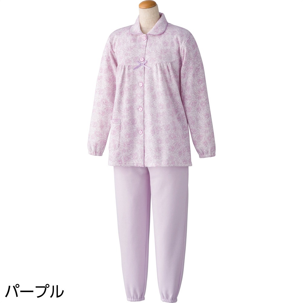 大きめボタン裏起毛お部屋着調パジャマ