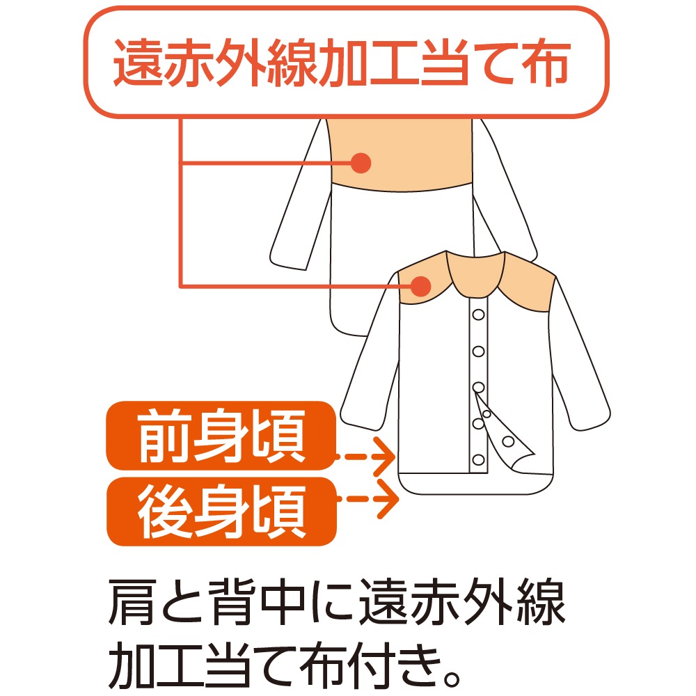 ８分袖遠赤背当付きワンタッチシャツ