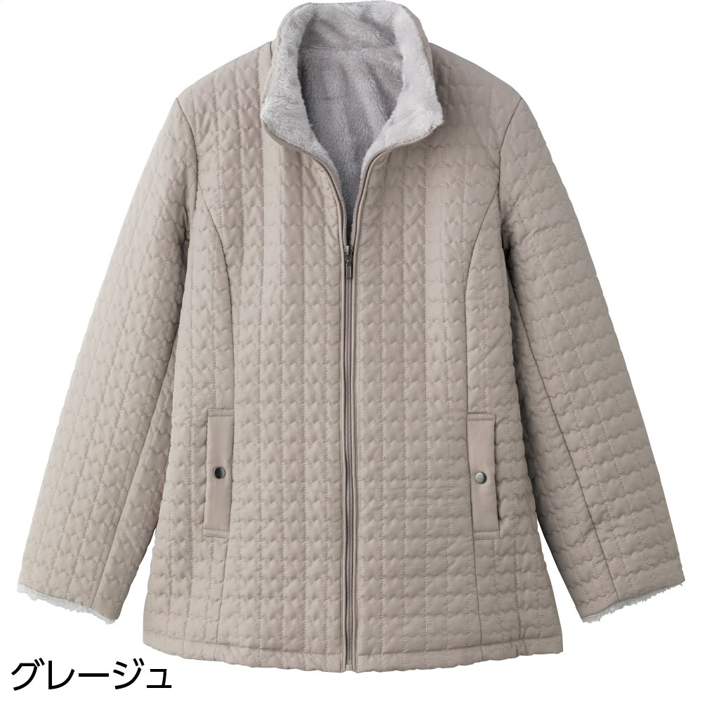 薄中綿裏ボアジップコート