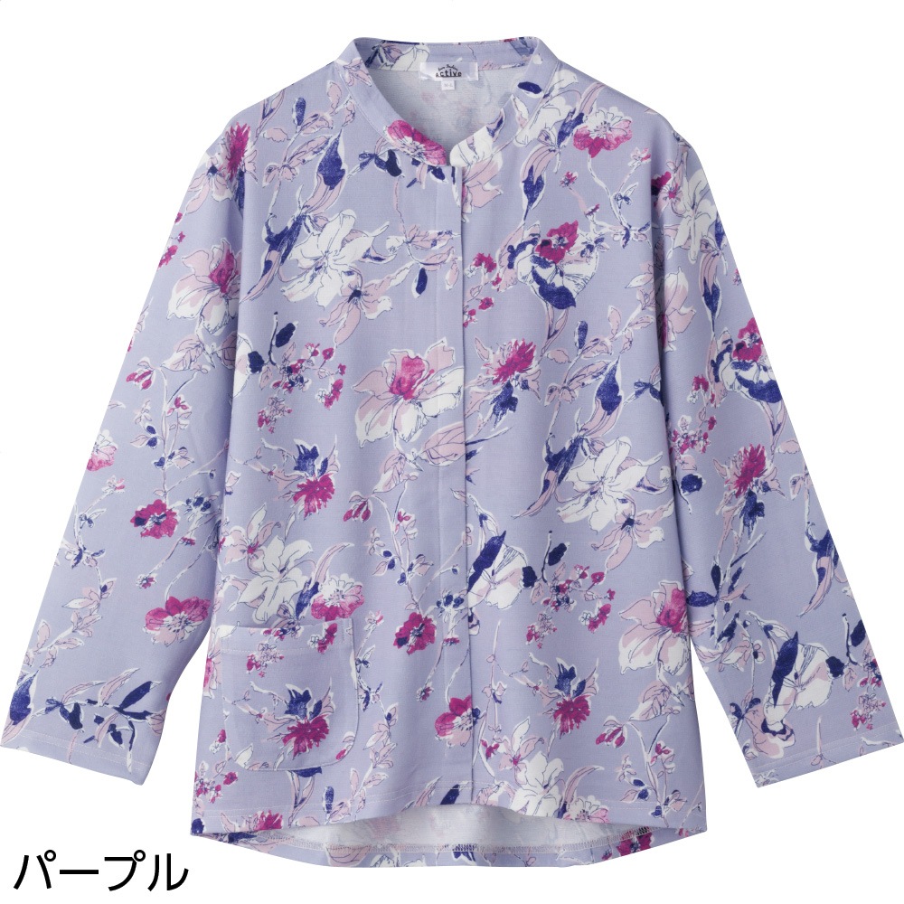 スナップ釦前開きＴシャツ