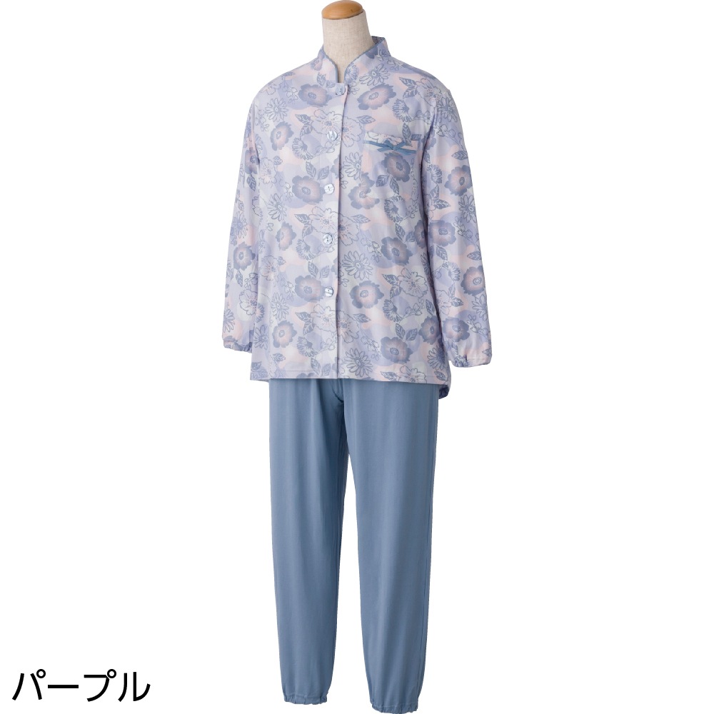 大きめボタンのびのびストレッチパジャマ