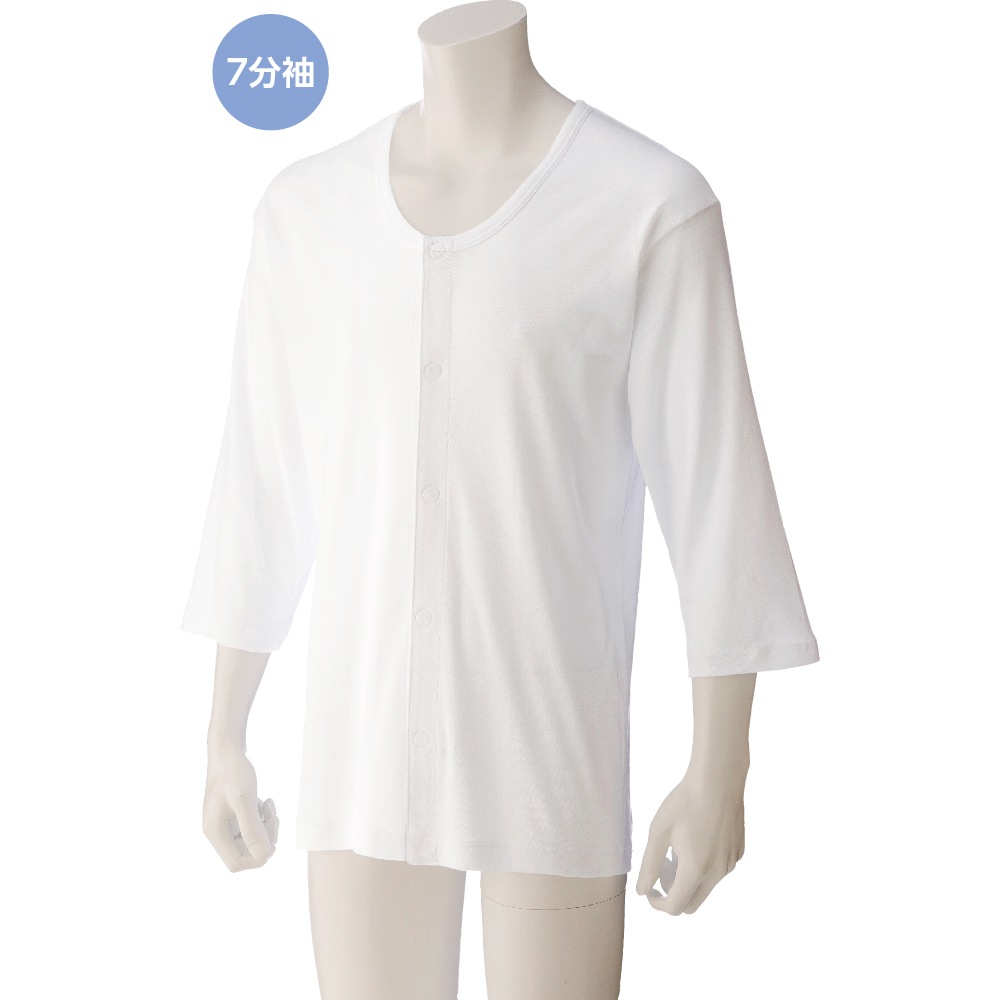 7分袖大寸ワンタッチシャツ