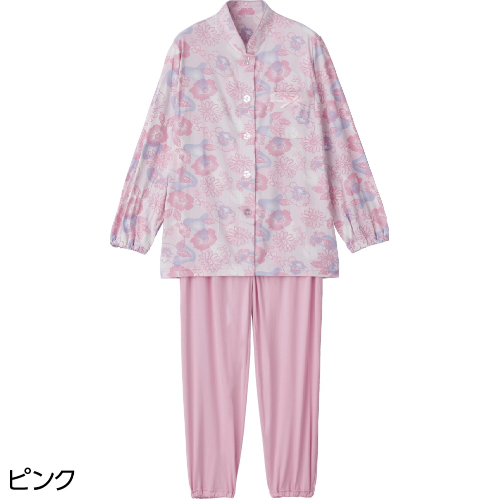 【3Ｌ・4Ｌ】大きめボタンのびのびストレッチパジャマ