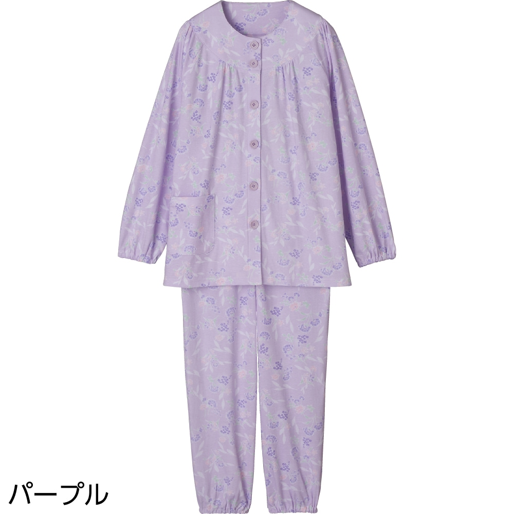 【レディース・婦人用パジャマ 上下セット】大きめボタンパジャマ 介護しやすい パジャマ 介護用 前開き 大きめボタン ウエストゴム オールシーズン