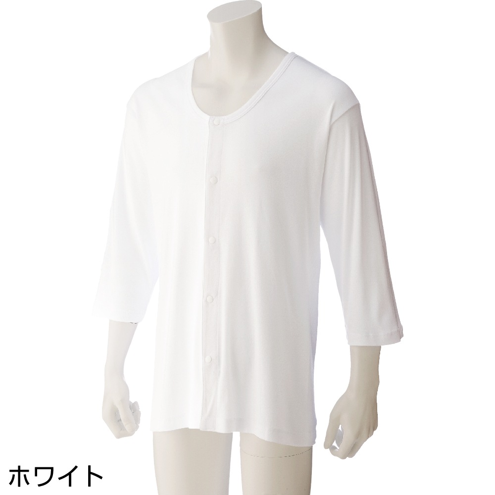 7分袖大寸ホックシャツ