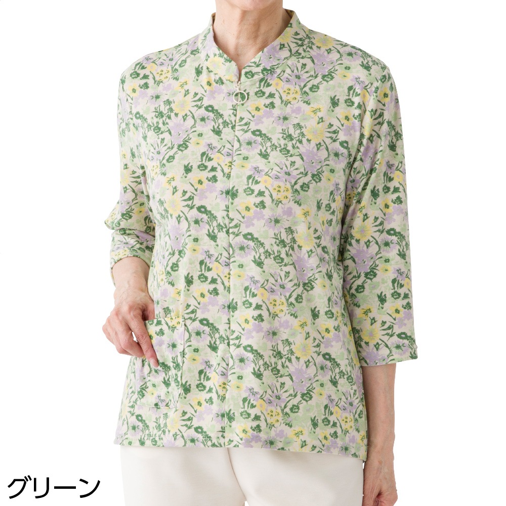 7分袖ロングファスナー持ち手リングＴシャツ
