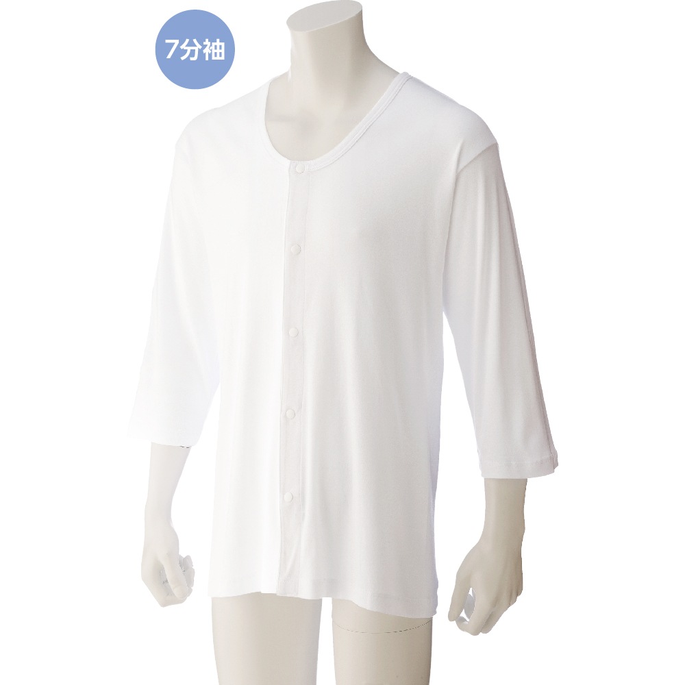 7分袖大寸ホックシャツ