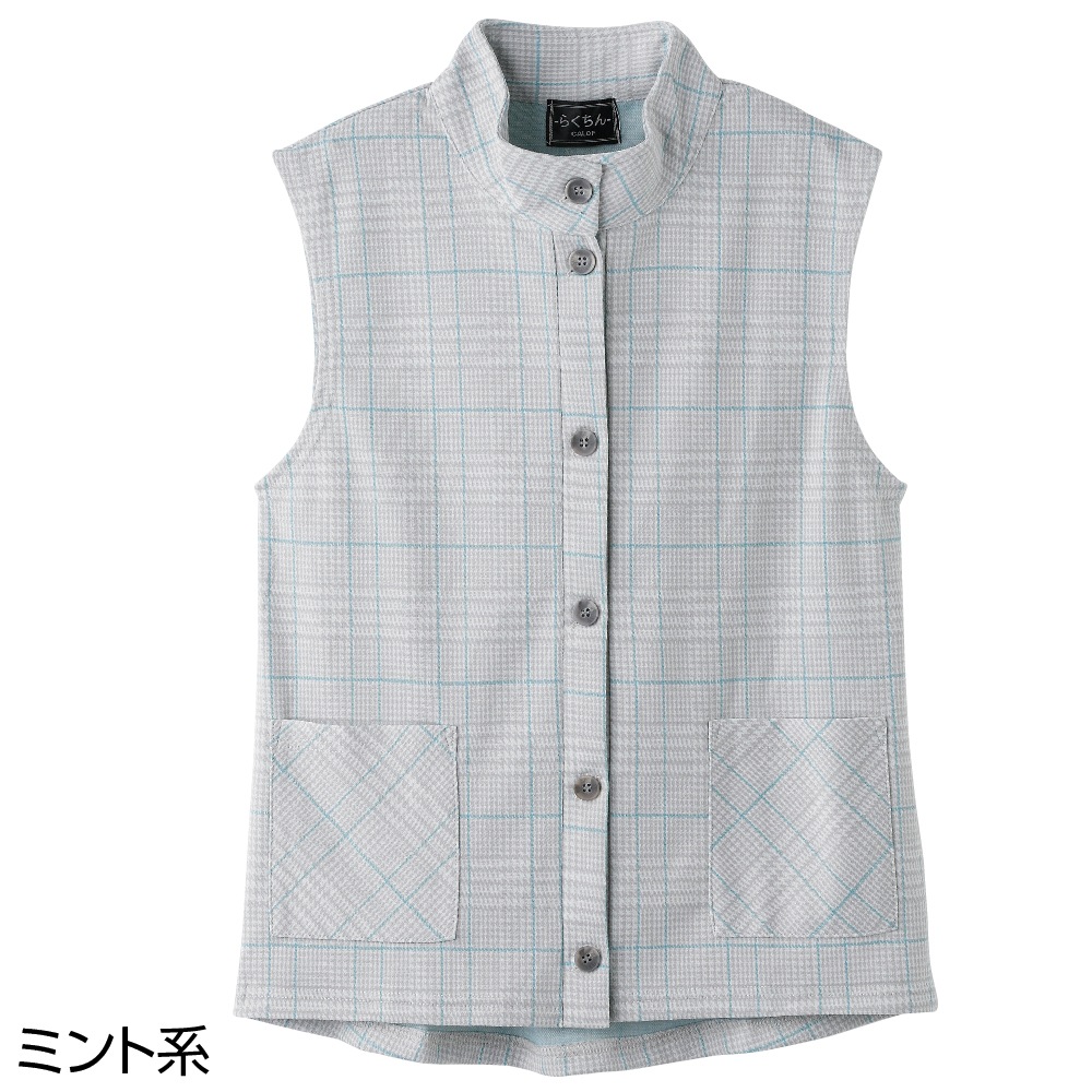 婦人 レディース ニット 斜め釦ホール 丸首ベスト S〜LL 821685 ケアファッション 821174-s-1.jpg