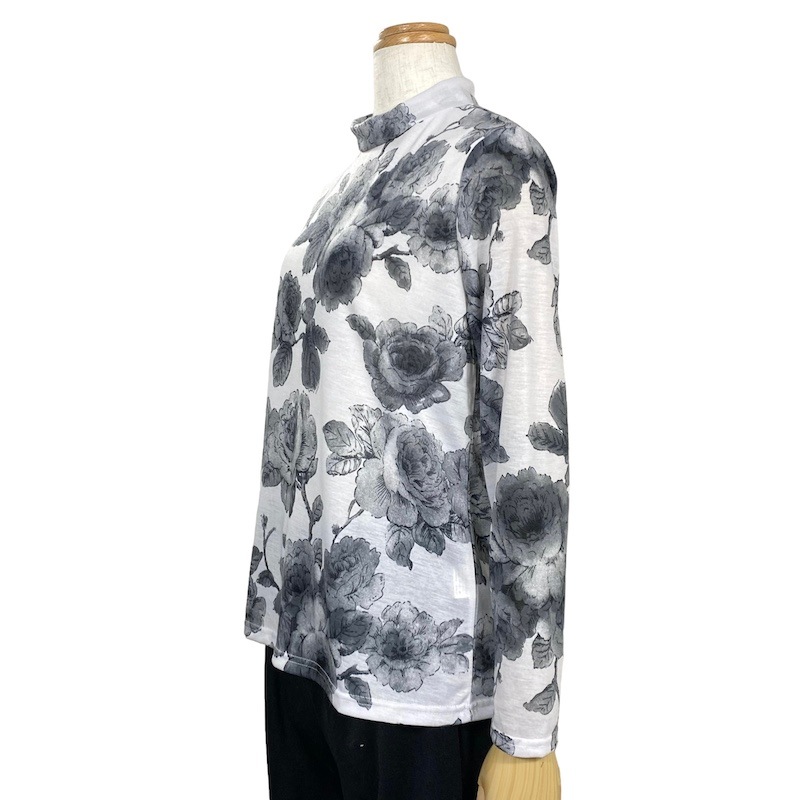 【Sサイズ】モノトーンプリントハイネックTシャツ