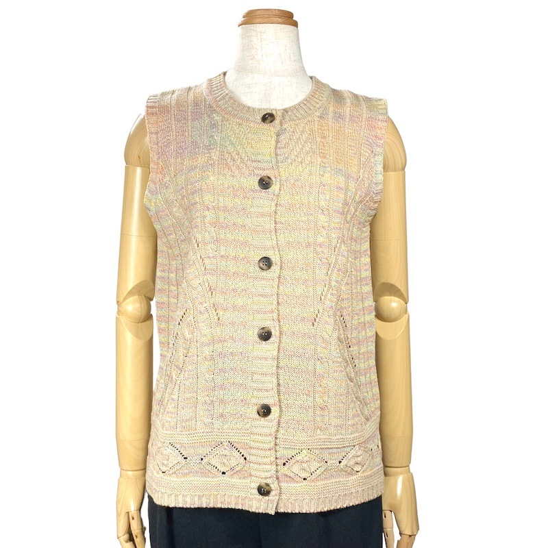 【Sサイズ】日本製ミックスカラー編み柄ベスト