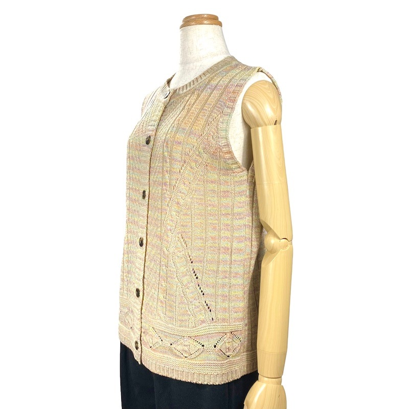 【Sサイズ】日本製ミックスカラー編み柄ベスト