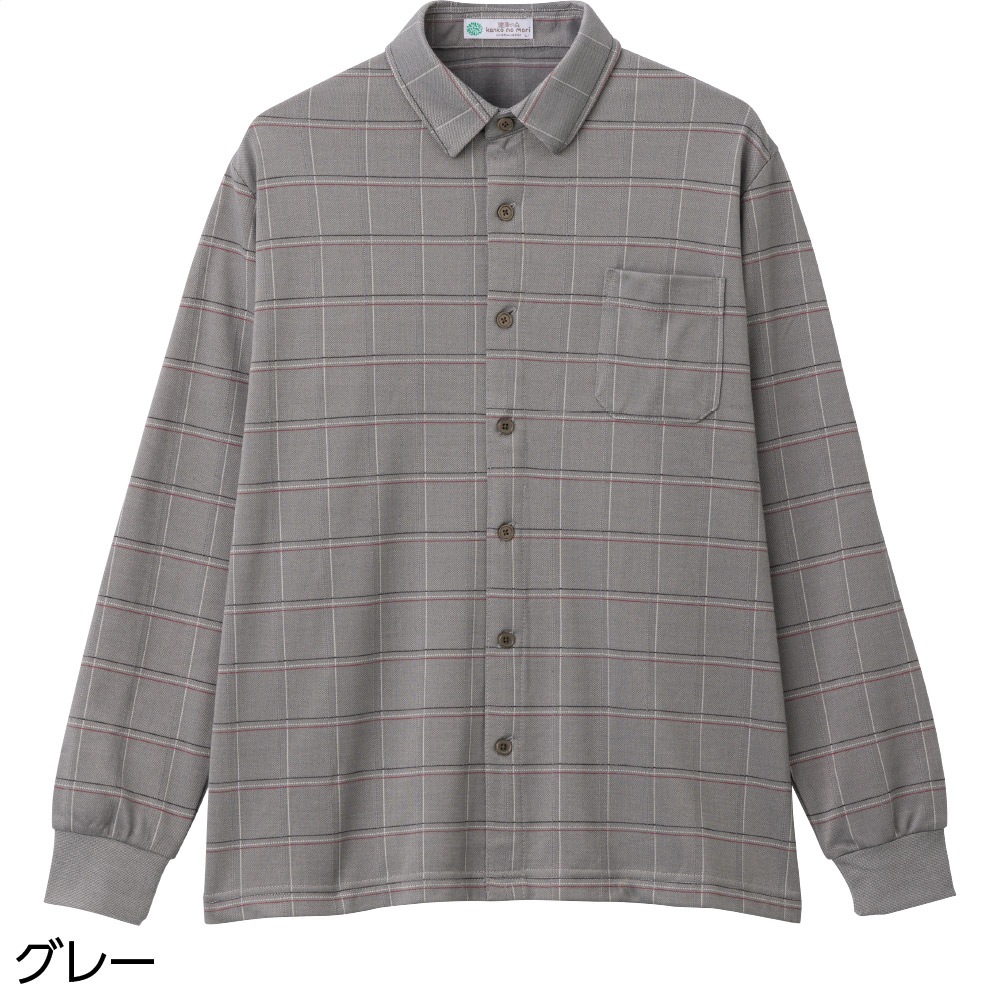 裏起毛斜め釦ホールニットシャツ