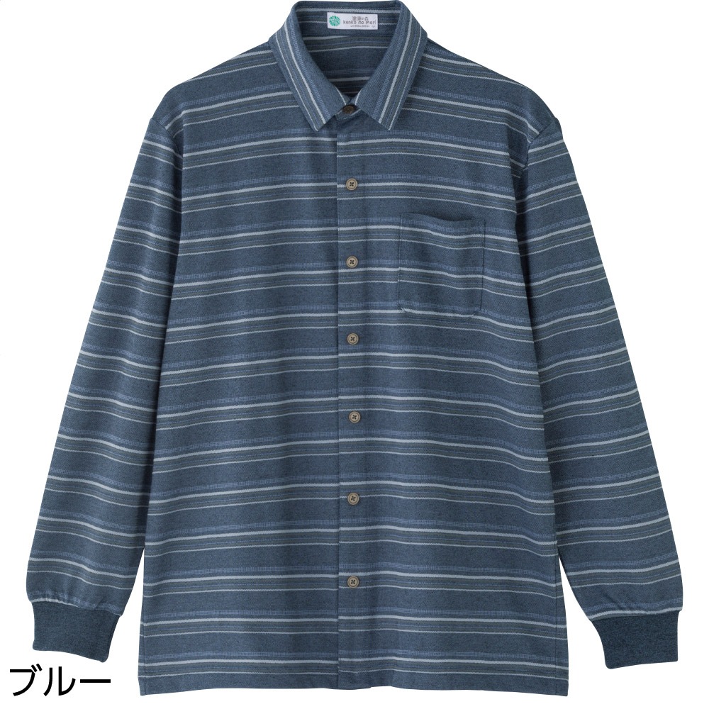 綿混スナップ釦ニットシャツ