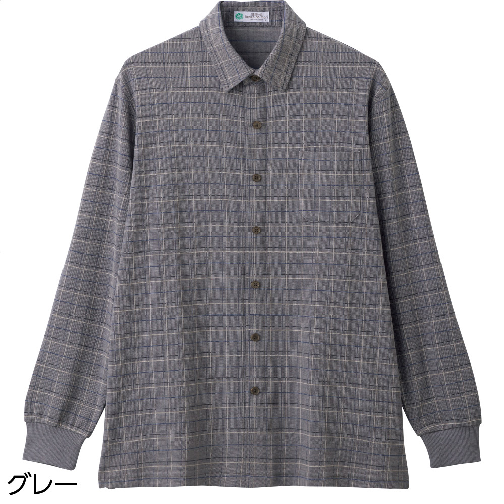 裏起毛スナップ釦ニットシャツ