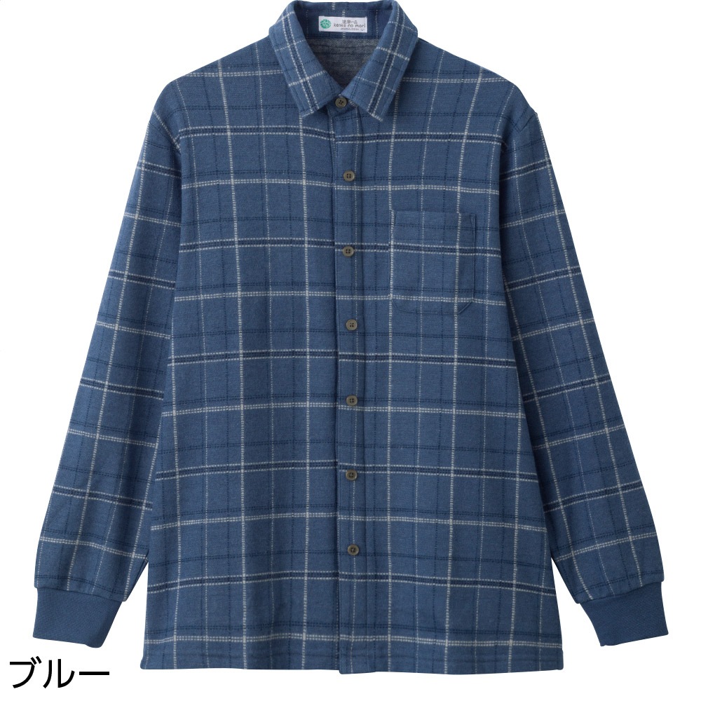 起毛スナップ釦ニットシャツ