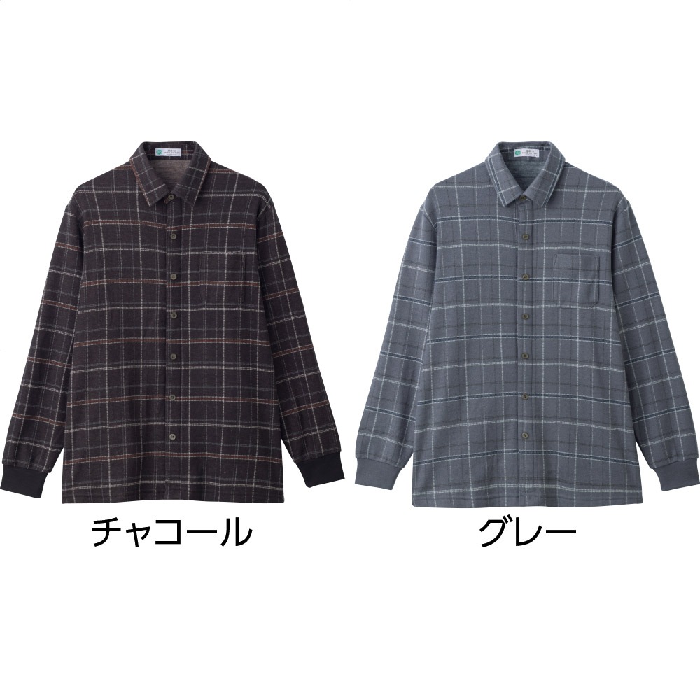 起毛スナップ釦ニットシャツ