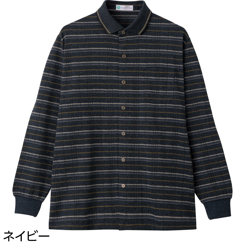 綿混ワンタッチテープ前開きポロシャツ