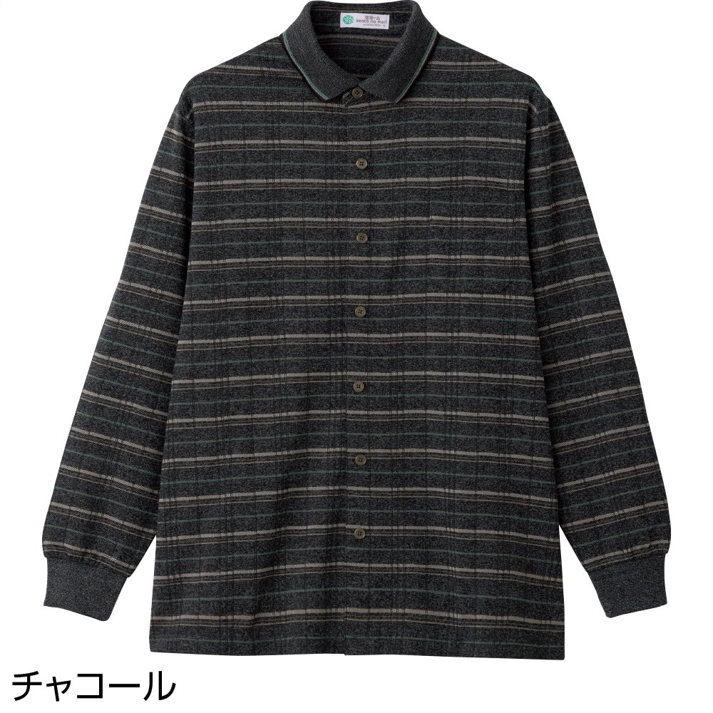 綿混ワンタッチテープ前開きポロシャツ