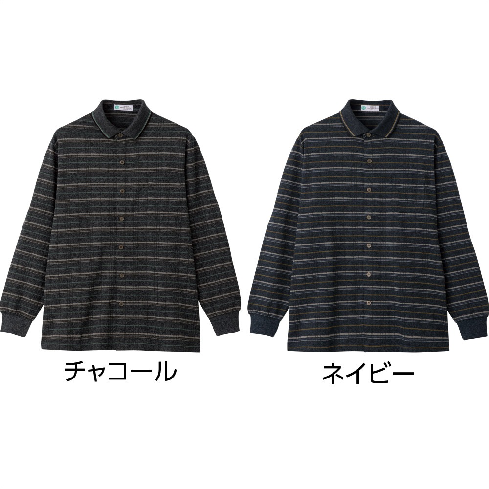 綿混ワンタッチテープ前開きポロシャツ