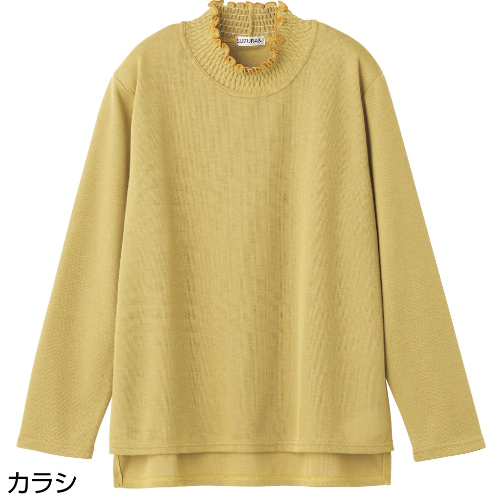 後ろ長め薄起毛シャーリング衿Ｔシャツ