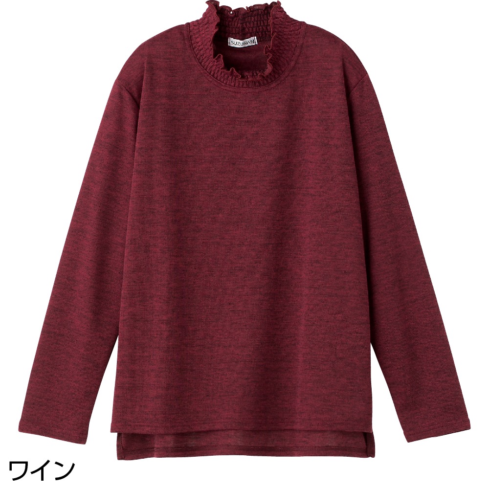後ろ長め薄起毛シャーリング衿Ｔシャツ