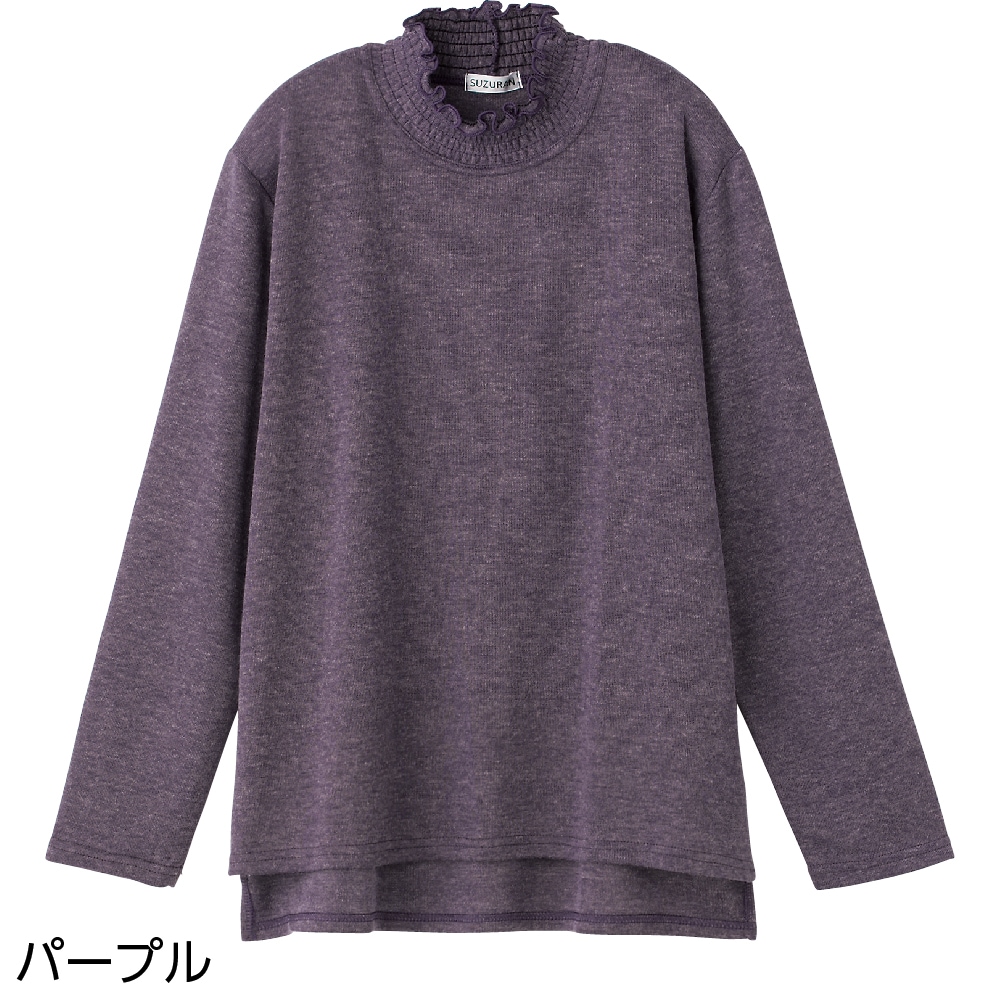 後ろ長め薄起毛シャーリング衿Ｔシャツ