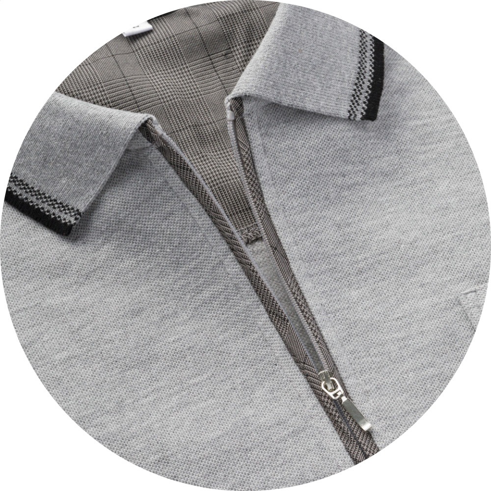 綿混ハーフジップポロシャツ