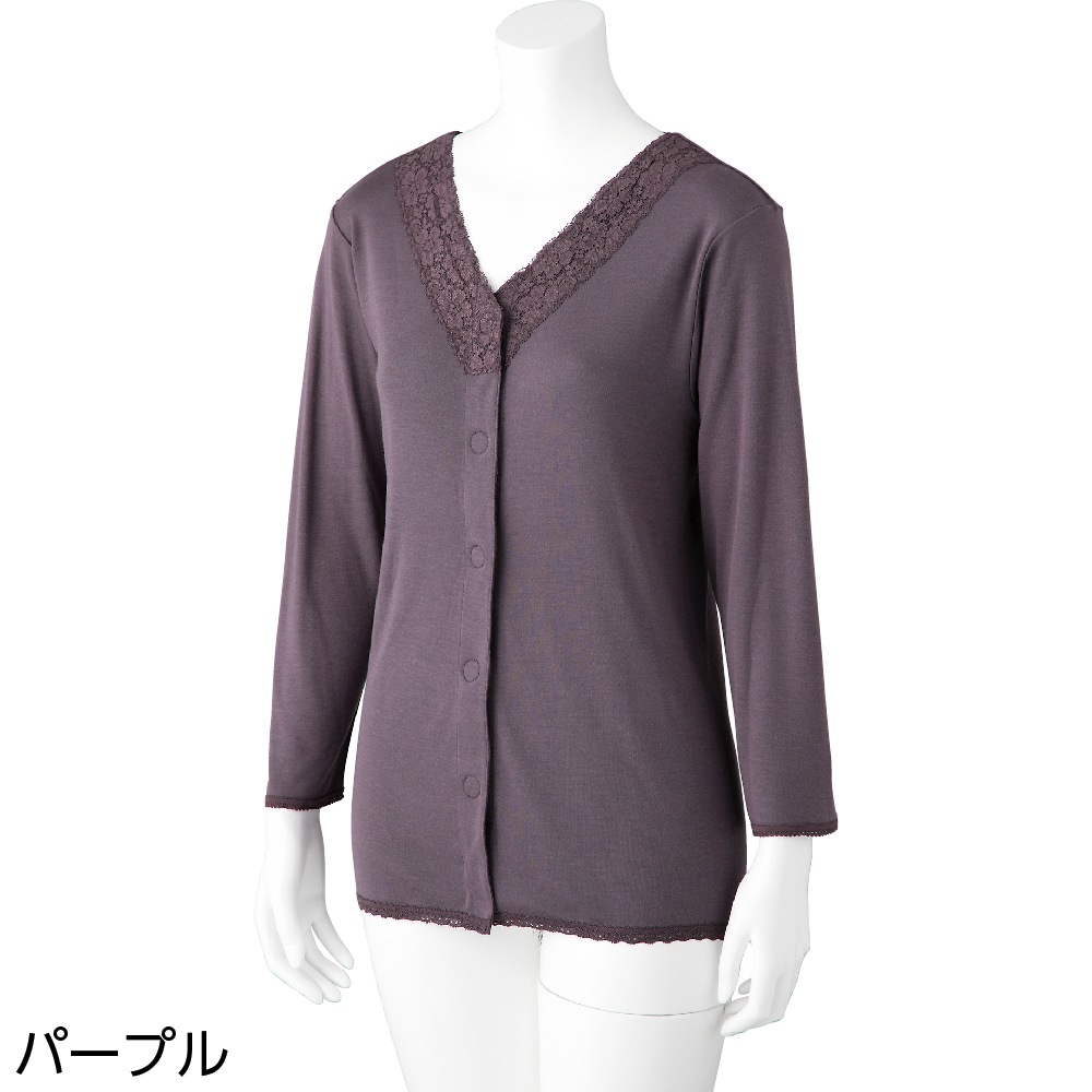 8分袖発熱ワンタッチシャツ