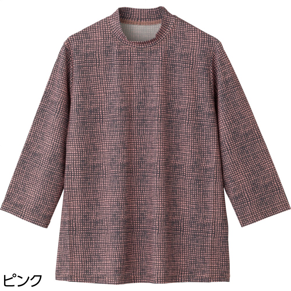 7分袖格子柄Ｔシャツ