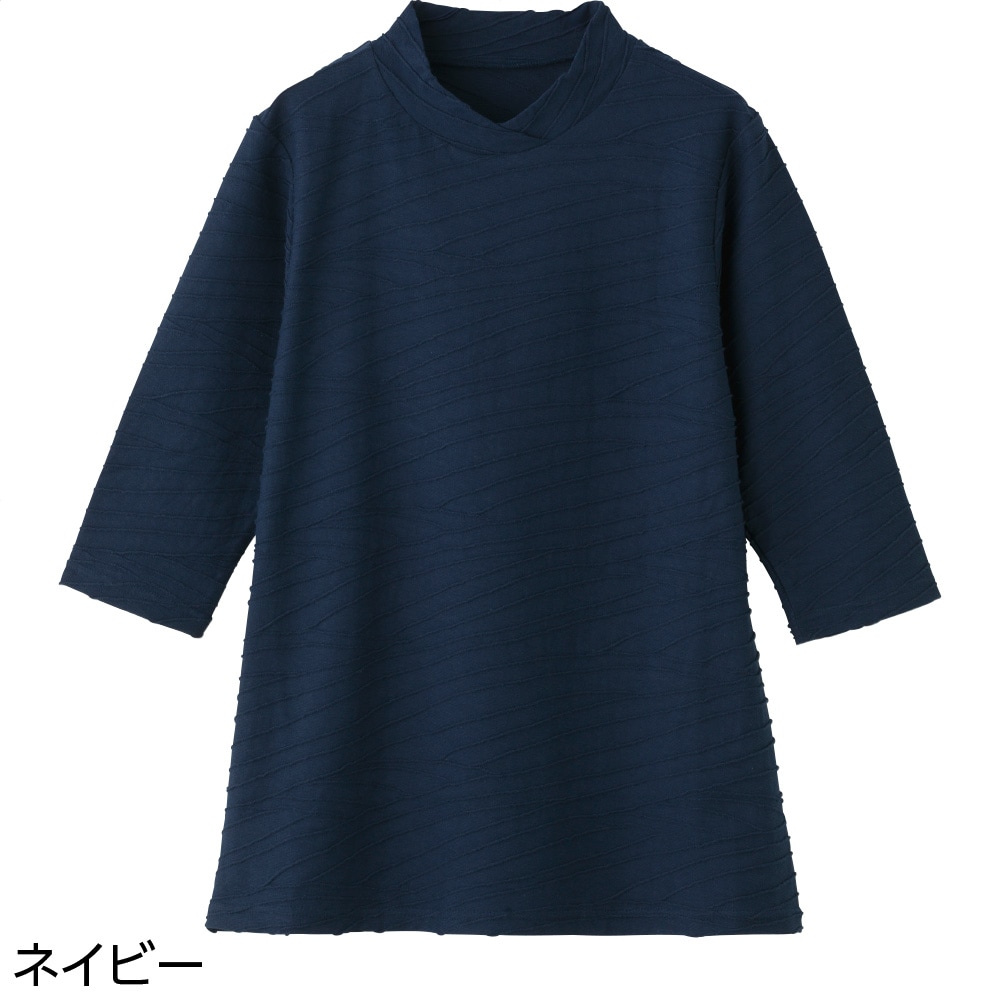 7分袖綿混タックジャカードＴシャツ