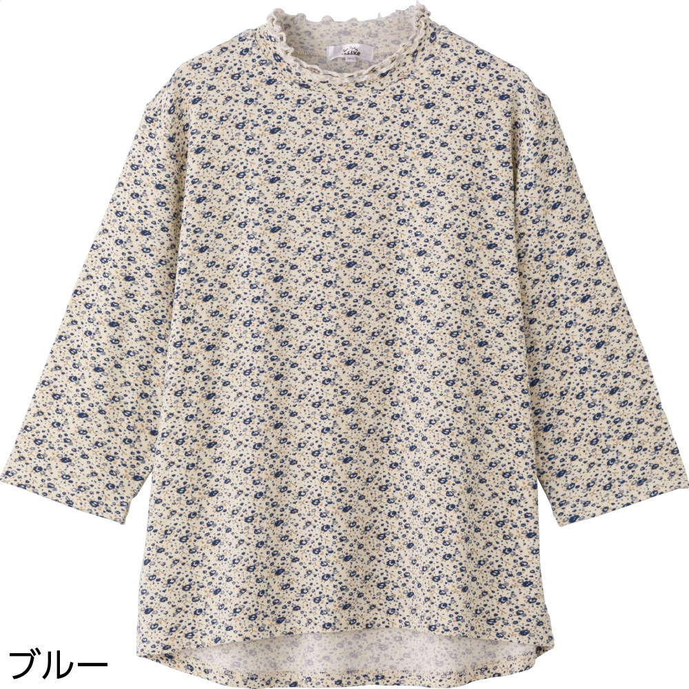 7分袖綿ストレッチ後ろ長めＴシャツ