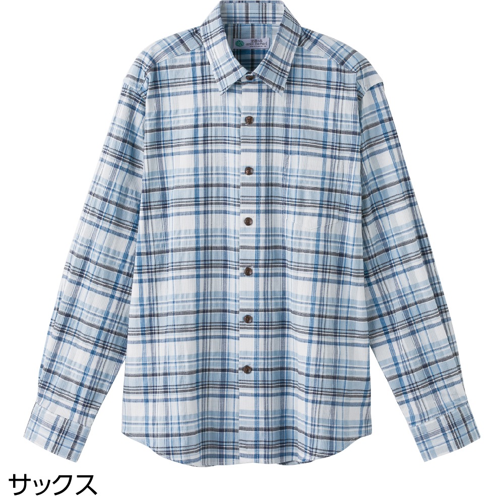 しじら斜め釦ホールシャツ