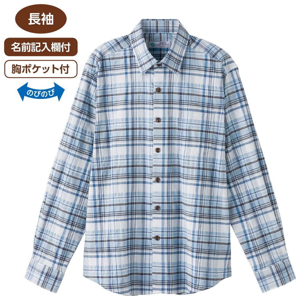 しじら斜め釦ホールシャツ